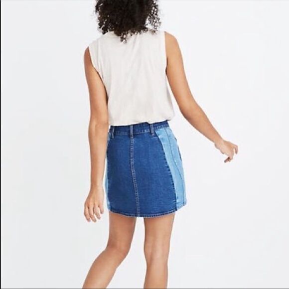 Madewell Two Tone Panel blue Jean Skirt size 28 - Picture 4 of 10
